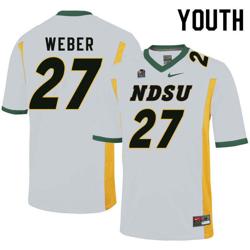 Youth #27 Dawson Weber North Dakota State Bison College Football Jerseys Sale-White - Click Image to Close
